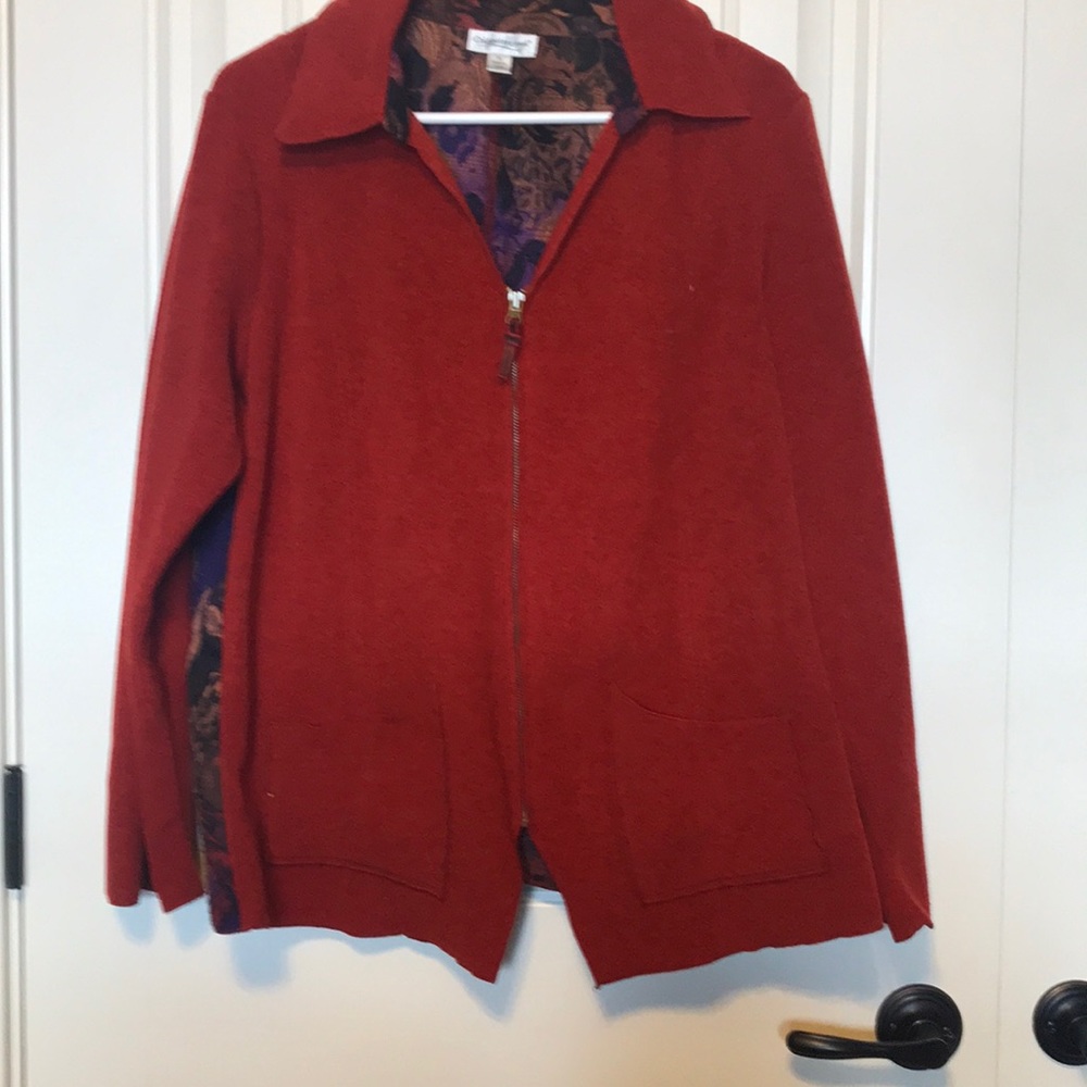 Coldwater creek Rusty orange jacket. With floral inserts.
